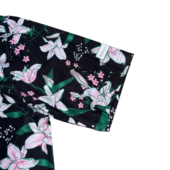 Waggle Golf Floral Print Men's Polo Shirts XXL Black and Light Blue - Picture 6 of 6